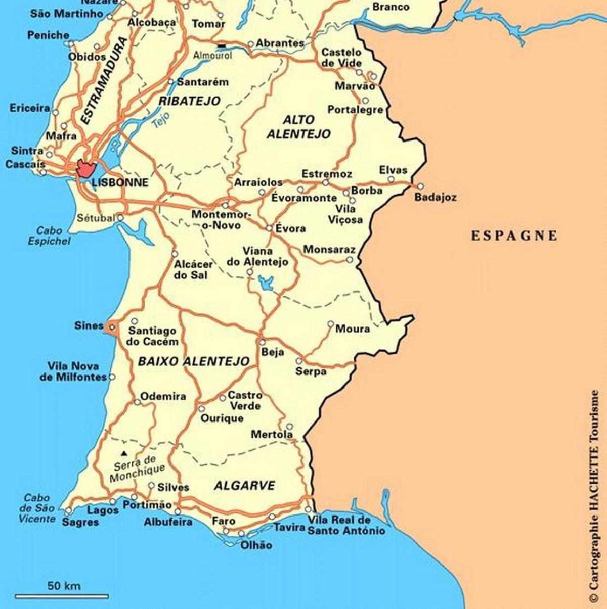 葡萄牙南部地图