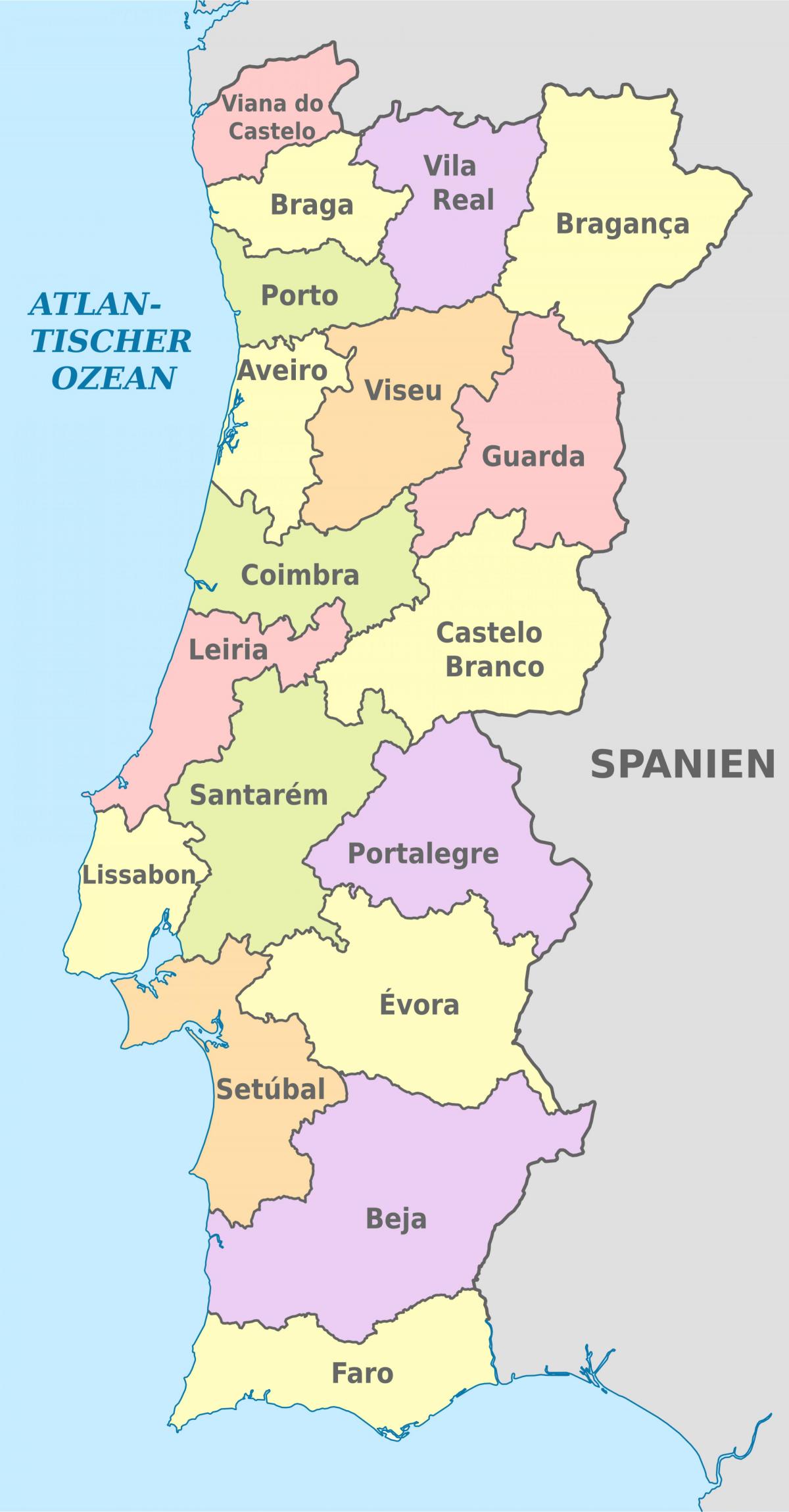 葡萄牙行政区划图