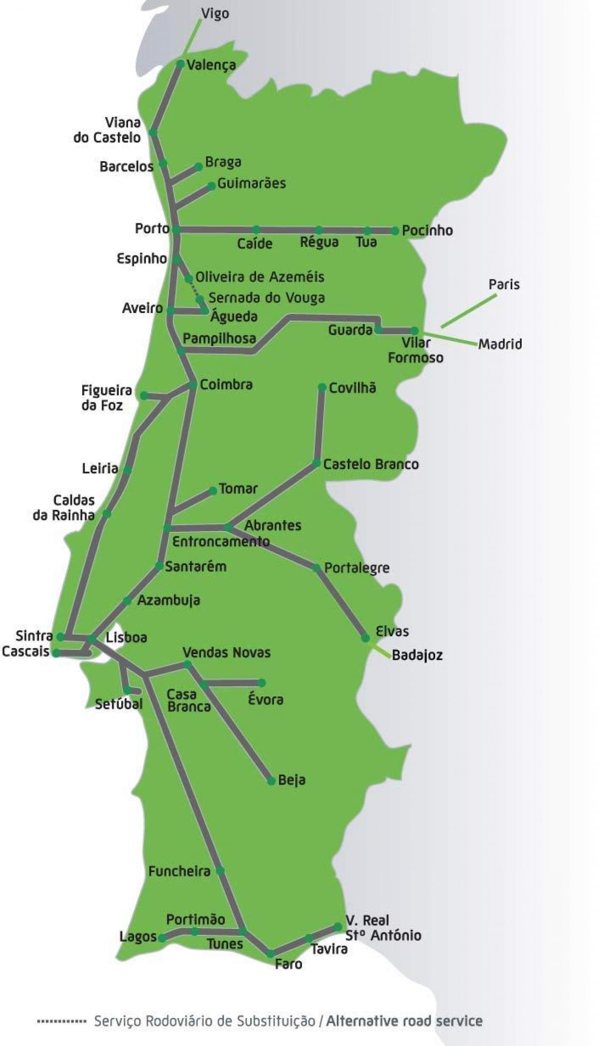 葡萄牙火车线路图